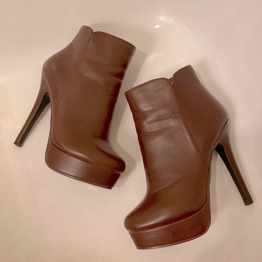 Spike High Heel Brown Booties